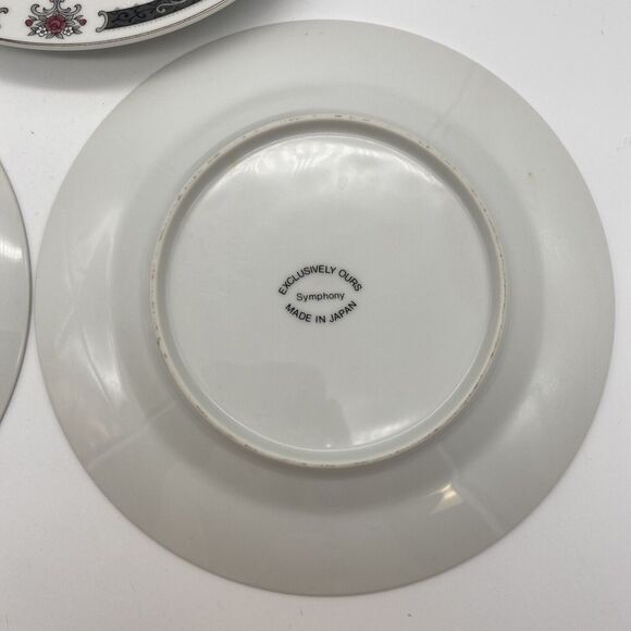 Exclusively Ours Symphony BREAD & BUTTER PLATES Set Of 3 Dark Floral Goth - Picture 6 of 8